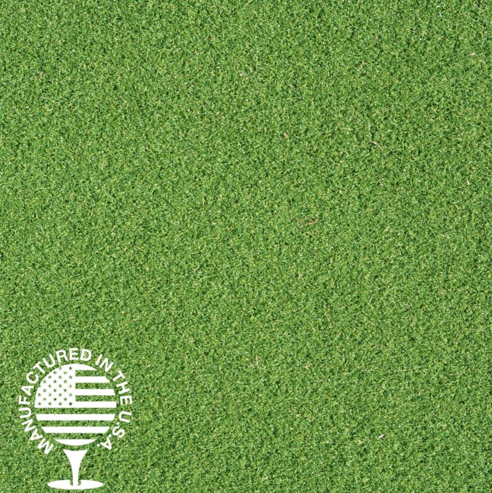 Close-up of premium green artificial grass putting turf, manufactured in the USA, featuring a smooth, consistent surface ideal for backyard putting greens and golf practice areas by Southwest Greens. Close-up of premium green artificial grass putting turf, manufactured in the USA, featuring a smooth, consistent surface ideal for backyard putting greens and golf practice areas by Southwest Greens.