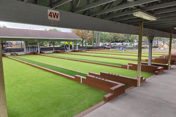 Metro New York Bocce Ball Game using artificial grass